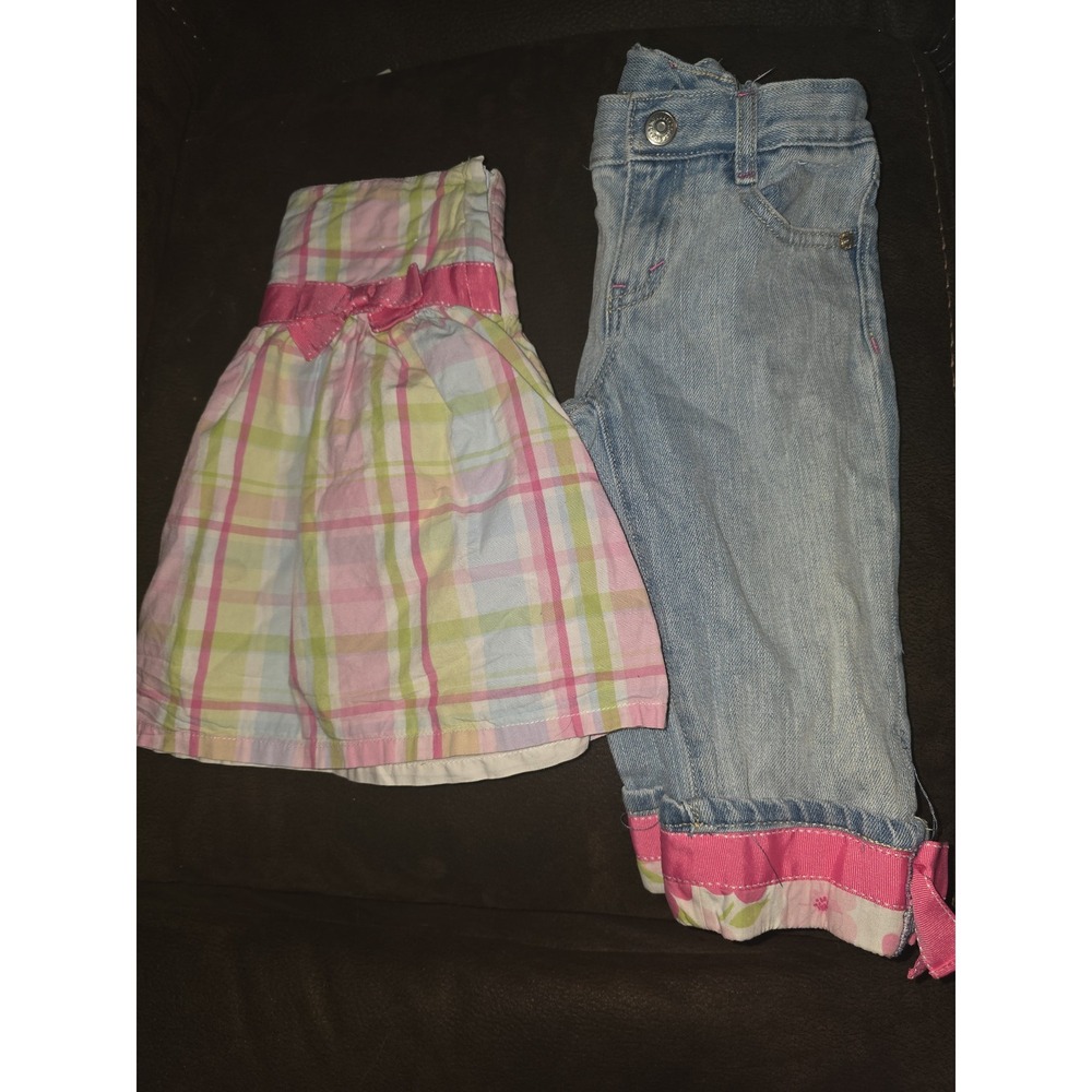 Gymboree fairy garden skirt and jeans‎ capris size 4 floral Easter